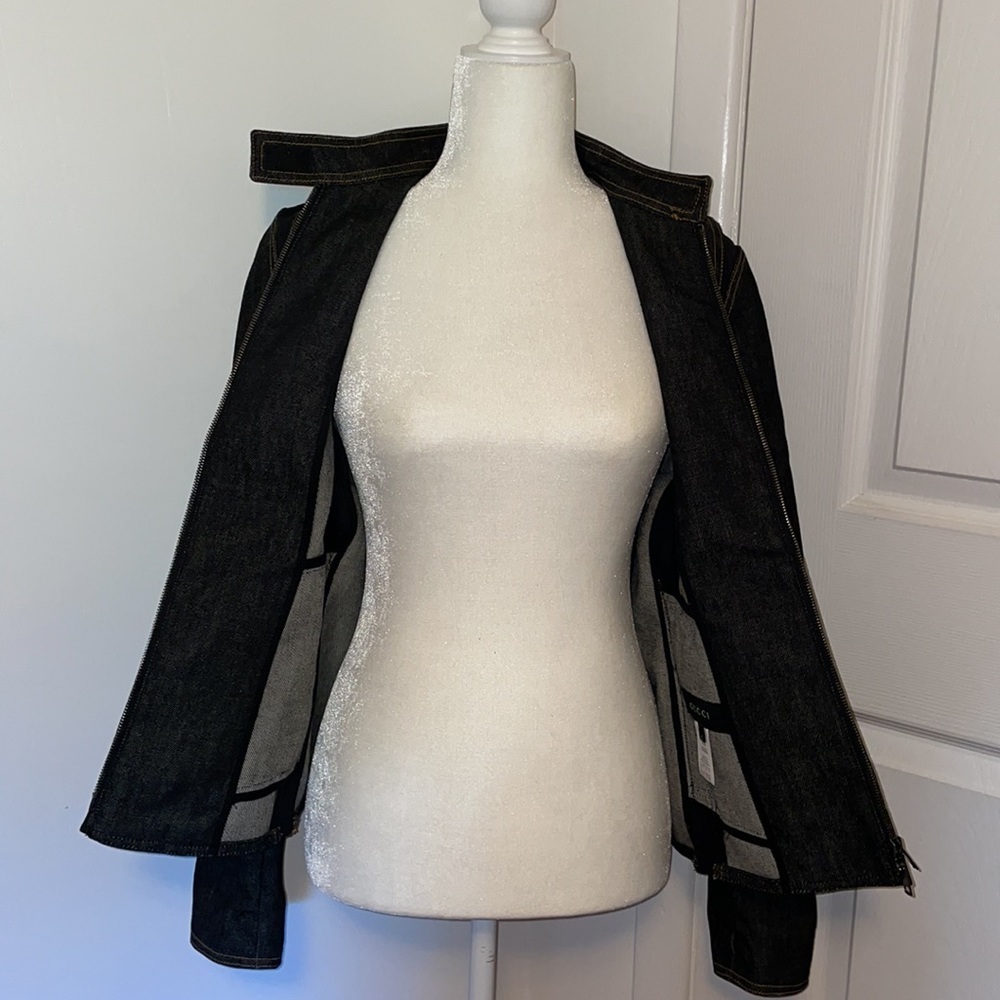 Gucci Black Denim Jean Jacket with Contrast Stitching - Picture 5 of 12